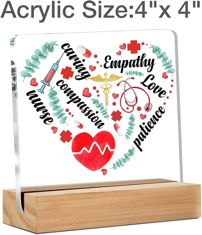 Nurse Gifts for Women, Nursing Gifts Nurse Clear Acrylic Desk Decorative Sign for Home Office, 4 x 4 Inches