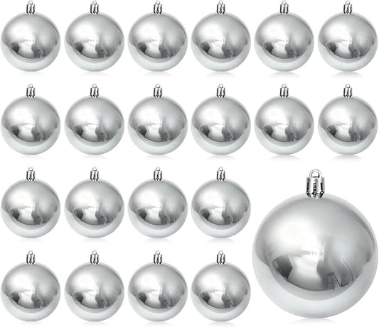 40 Pcs Christmas Ball Ornaments 4 Inch UV Resistant and Waterproof Shatterproof Shiny Plastic Christmas Tree Hanging Ornaments Decoration for Indoor Outdoor Holiday Party(Silver)