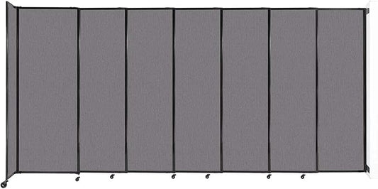 Wall-Mounted Sliding StraightWall Room Divider | Adjustable Widths | Locking Wheels | Room Separator | Up to 15'6" Wide x 7'6" Tall Slate Fabric Panels