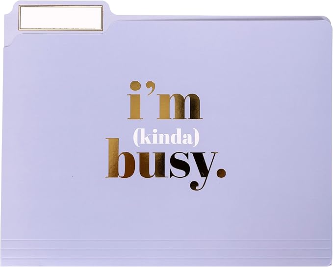 Graphique Designer “I’m Busy” File Folders | Set of 9 (3 Designs) | Letter Size Organizers | Decorative Office Supplies | Durable Coated Cardstock | Gold Foil Lettering| 1/3-Cut Tabs