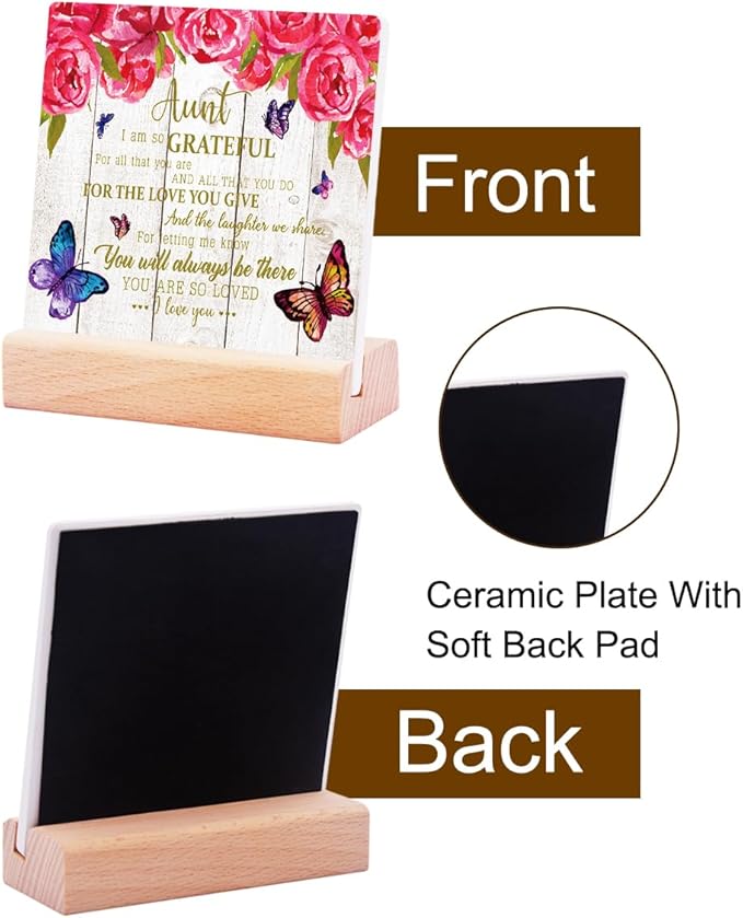 Appreciation Gift for Best Aunt,Aunt Pink Gifts from Niece,You Are So Loved Ceramic Plaque Sign Home Office Desk Shelf Decor for Auntie