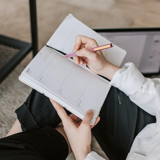 Pens Ballpoint Black Ink 1.0 mm Pen Medium Point Smooth Writing for Journaling Office Supplies Cute Pen for Women Men, 8 Pcs