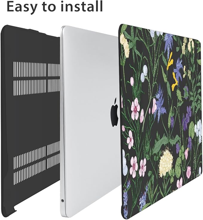 for MacBook Air 13 inch Case 2021 2020-2018 A2337 M1 A2179 A1932, Plastic Hard Shell Case&Keyboard Cover&Screen Protector&Webcam Cover Compatible with MacBook Air 13" Retina, Elegant Floral
