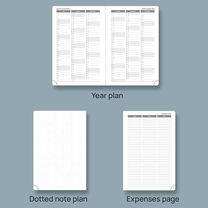 POPRUN 2026 Daily Planner One Page Per Day A5 Size Calendar (5.75" x 8.5") - 12 Months Hourly Appointment Book with Hardcover, Pocket, Pen Holder - Burgundy