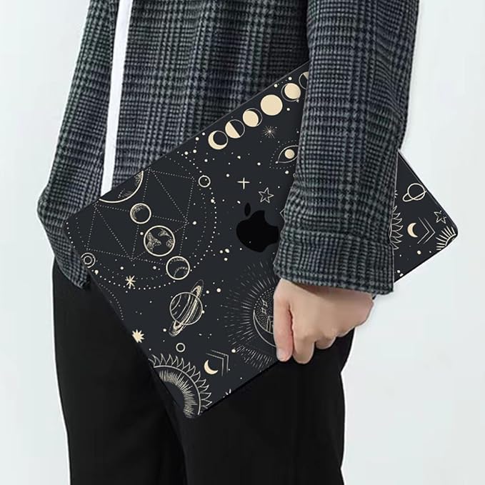 for MacBook Air 13.6 Inch Case M4 A3240 A3113 M3 A2681 M2 2025 2024 2023 2022 Release, Pattern Plastic Hard Shell Case Cover for Mac Air 13 inch M4 M3 M2 Chip Touch ID, Total Lunar Eclipse