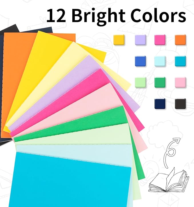 24 Pack Colorful Lined Notebooks for Writing, Journals Bulk, A5 Composition Books, 8.3x5.5 Inch, 60 Pages, 30 Sheets Sketchbooks for Office School Travel Supplies (Lined-24 pack, 12 Colors)