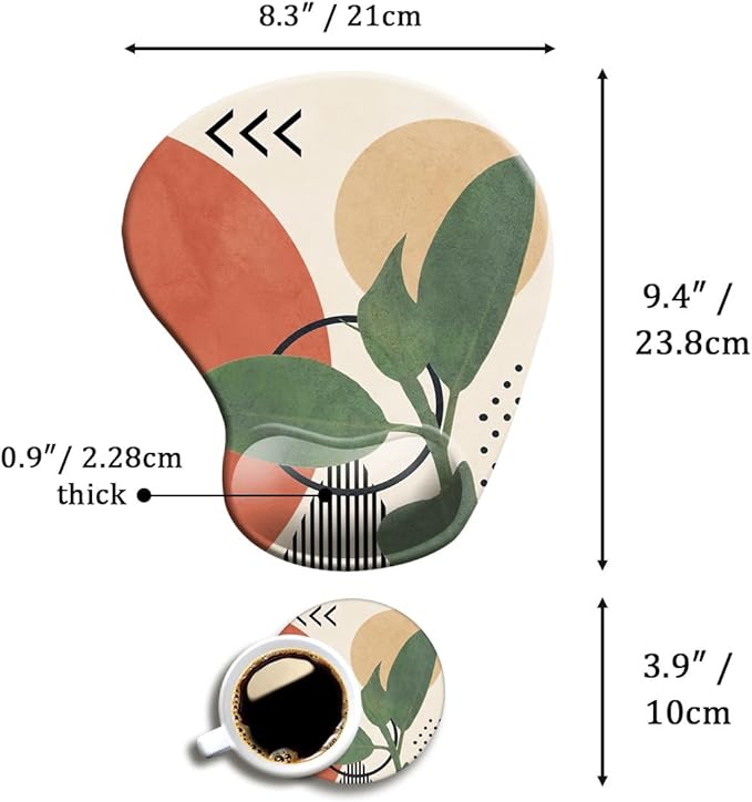DOOKE Ergonomic Mouse Pad with Wrist Support and,Mouse Pads with Non-Slip PU Base for Home Office Working Studying Easy Typing & Pain Relief Leaves