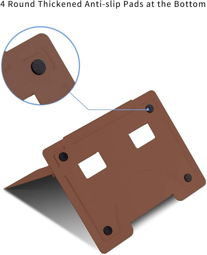 MSDADA Desk Book Stand Metal Reading Rest Book Holder Adjustable Cookbook Documents Holder Portable Sturdy Bookstands for Recipes Textbooks Tablet Music Books with Page Clips (Brown)