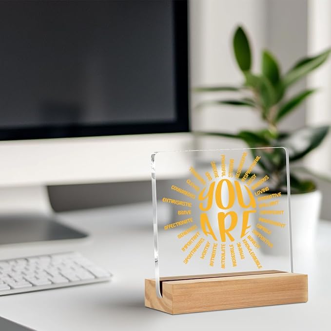 Inspirational Acrylic Sign Decor Motivational Quote Home Office Table Decor You Are Sun Acrylic Plaque, Shelf Cubicle Desktop Art Decoration, Encouragement Gifts for Best Friend Women