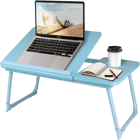 CloudTrip Laptop Desk for Bed or Couch, Lap Desk, Home office Desks, Breakfast Tray Desk, Desk with Cup Holder, Watching Movies in Bed, laptop stand for bed, Lap Desk, Fordable Legs Desk (blue) (Blue)
