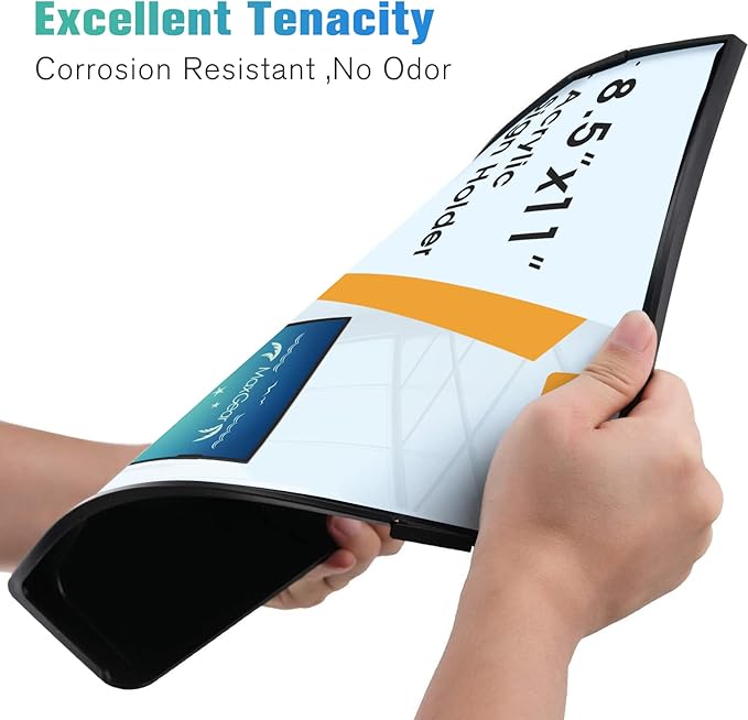 MaxGear Fall Resistant Acrylic Sign Holder 8.5 x 11 Inches 12 Pack, Slant Back Table Flyer Menu Display Stand, Heavy Duty Plastic Acrylic Sign Frame Paper Holder for Business, Store, Restaurant, Black