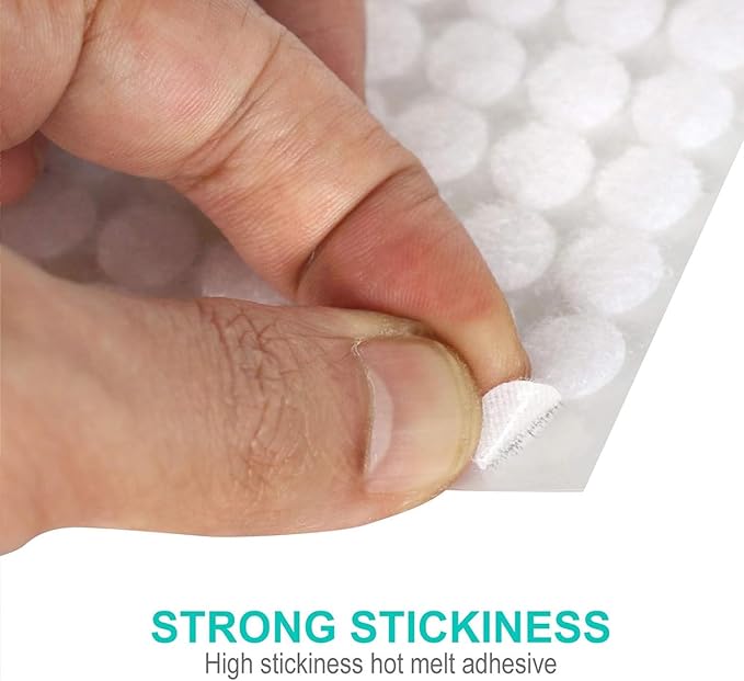 Self Adhesive Dots,1050pcs(525 Pairs) Strong Adhesive 0.39 inch Diameter Sticky Back Hook Nylon, Loop Dots with Waterproof Sticky Glue Tapes, Suitable for Classroom, Office, Home