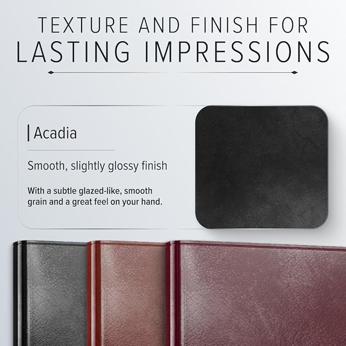 Gallery Leather Desk Hourly Weekly Monthly Planner 2025-2026, Elegantly Bound Calendar Planner and Notebook with Stylish Gold-Gilded Page Edges, 12 Months - Acadia Deep Red - 8 x 5.5 "