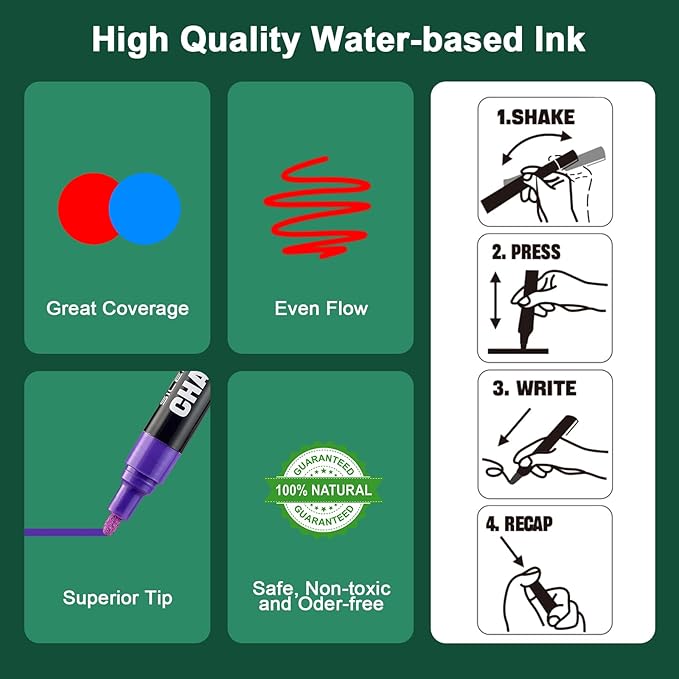 SILENART Chalk Markers - Vibrant 8 Pack - Dry Erase Markers Pen - Liquid Chalk Markers for Blackboard Chalk Board Windows Glass Acrylic Calendar Board - Erasable Chalk Marker (Orange)