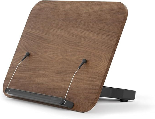 Book Stand for Reading, JaoNanl Adjustable Book Display Stand, Foldable Cookbook Stand with Elastic Page Clips, Multifunctional Display Stand for Office, Music Scores, Recipe, Tablet, Laptop