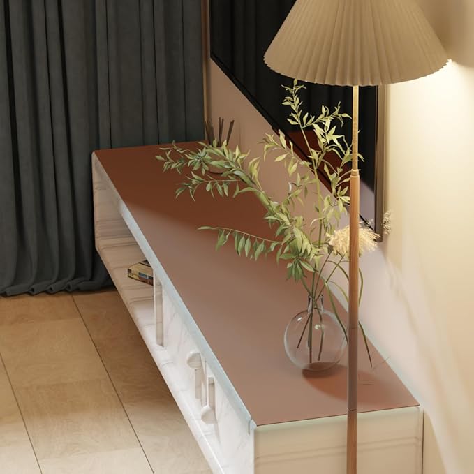 Leather Desk Mat,1.8mm Thick,17x72 Inch Desk Cover,Desk Protector Mat,Dresser Cover Top,Table Cover Rectangle,End Table Cover,Coffee Table Cover Rectangle(Brown+Gray,17x72)