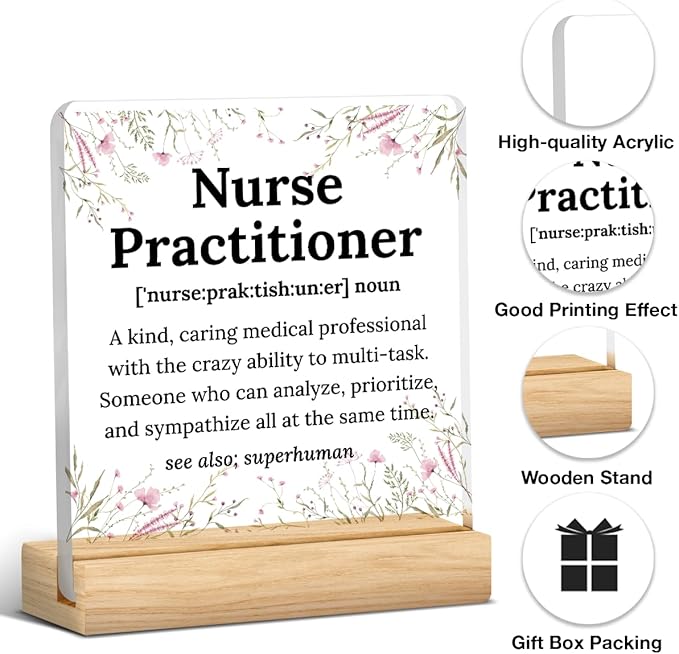 Nurse Practitioner Gifts for Women Nurses Week Gifts Appreciation Thank You Graduation Gift for Nurse Office Desk Decor for Home Acrylic Sign Christmas Gift