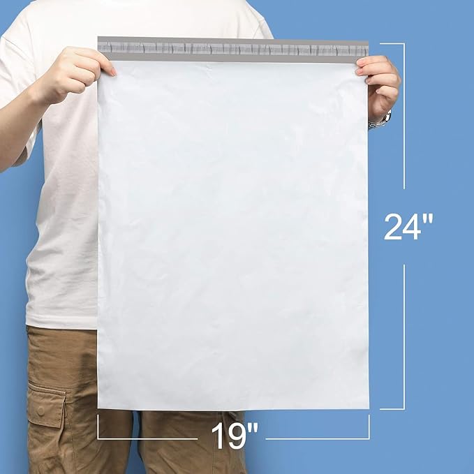 Metronic Poly Mailers 19x24 500 Pack | Large Shipping Bags for Clothing | Thick Self Seal Mailing Poly Bags for Business | Waterproof and Tear-Proof Large Shipping evvelopes in White