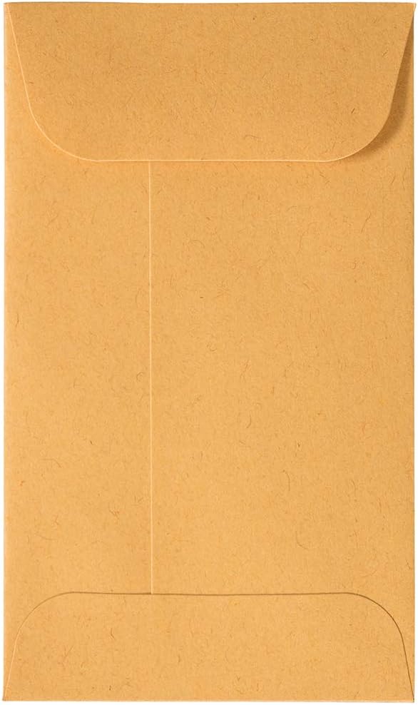 JAM PAPER #3 Coin Business Commercial Envelopes with Peel and Seal Closure - 2 1/2 x 4 1/4 - Brown Kraft Manila - Bulk 500/Carton