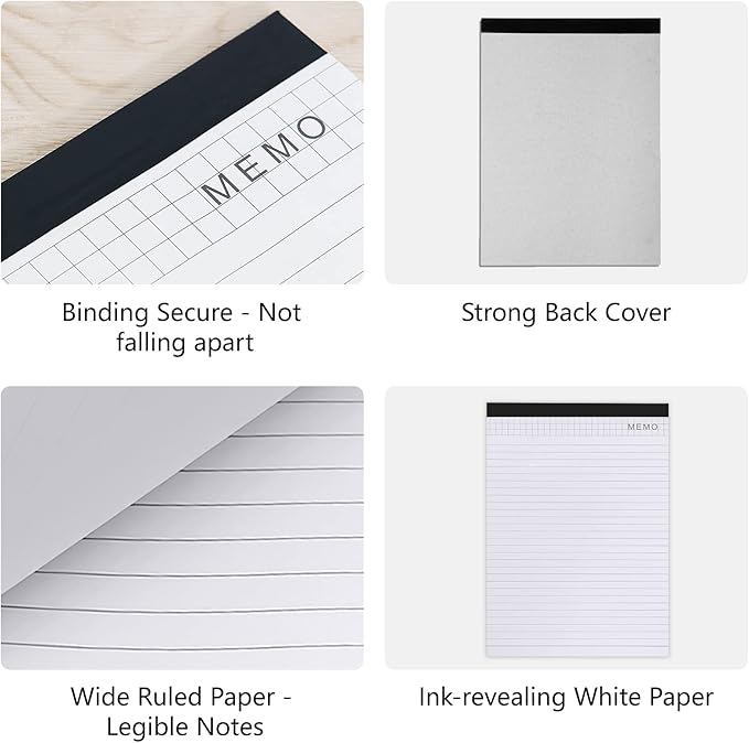 SAYEEC Legal Pads, A4 Size Wide Ruled Writing Note Pads, 8" x11" Lined Notepad Notebook Paper for Business School College Office 25 Sheets Per Pad (2 Pack)