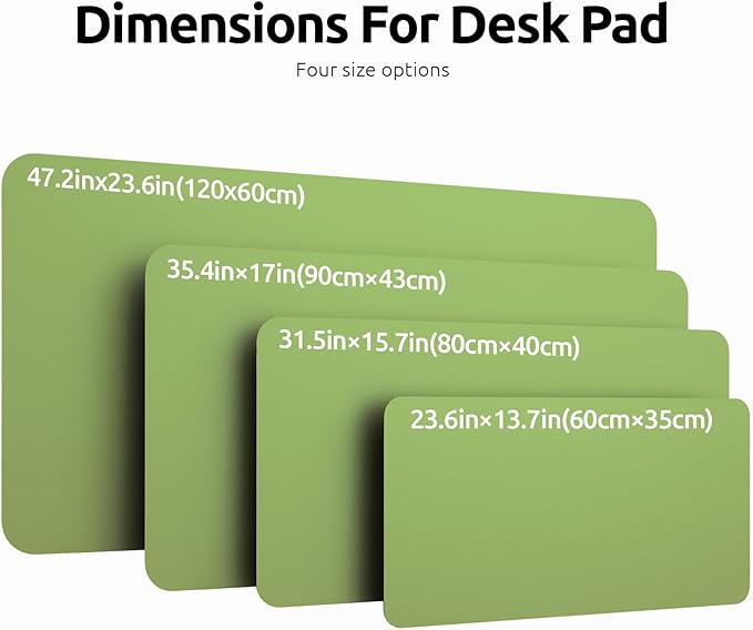 YSAGi Leather Desk Protector, Office Mat, Large Mouse Mat, Non-Slip PU Leather Blotter, Laptop Desk Pad, Waterproof Writing Pad for Office and Home (Leaf Green, 35.4" x 17")