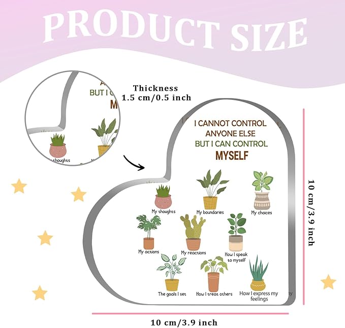 Mental Health Decor, Mindfulness Decor for Therapy Office Things I Can Control Acrylic Heart Gifts, School Counselor Sign Therapist Office Art Decorations for Therapist Office Living Room Bedroom