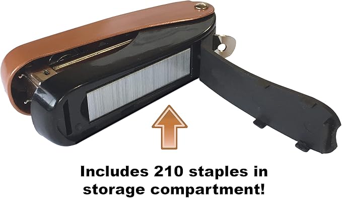 Praxxis Pro Office Supplies - Aria-Plus Half-Strip Mini Stapler - Durable, Compact, and Colorful Stapler for Office and Travel Use, Compatible with Standard 26/6 Staples, Copper/Black