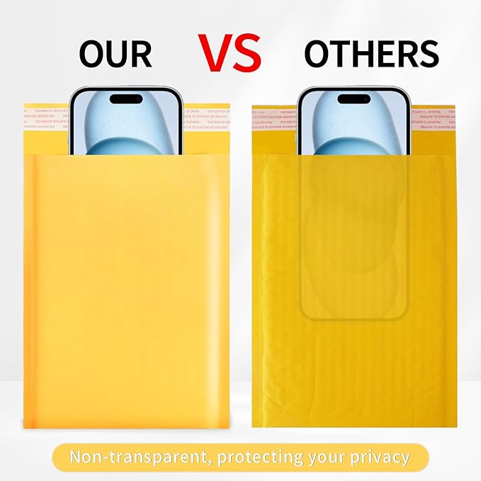 105Pack Yellow 4x8inch Kraft Bubble Mailers Small Business Mailing Packages Self-Sealing Paper Envelopes, Mailer Shipping Padded Envelopes with Strong Adhesion for Jewelry Makeup Supplies