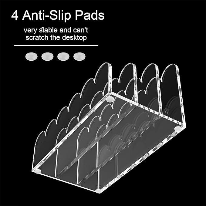 YAGELI 2 Pack 3-Slot Acrylic Mail Organizer for Desktop – Scalloped Clear Document Sorter, Vertical File Holder for Office/Home, Space-Saving Desk Organizer for Letters, Bills, Stationery