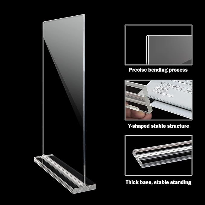 Acrylic Sign Holder 8.5 x 11-Acrylic T-Shaped Desktop Display Stand, Sign Holder,Menu ad Frame. Suitable for Restaurants, Promotions, Photo Frames, Events, Meetings (6 Pieces)