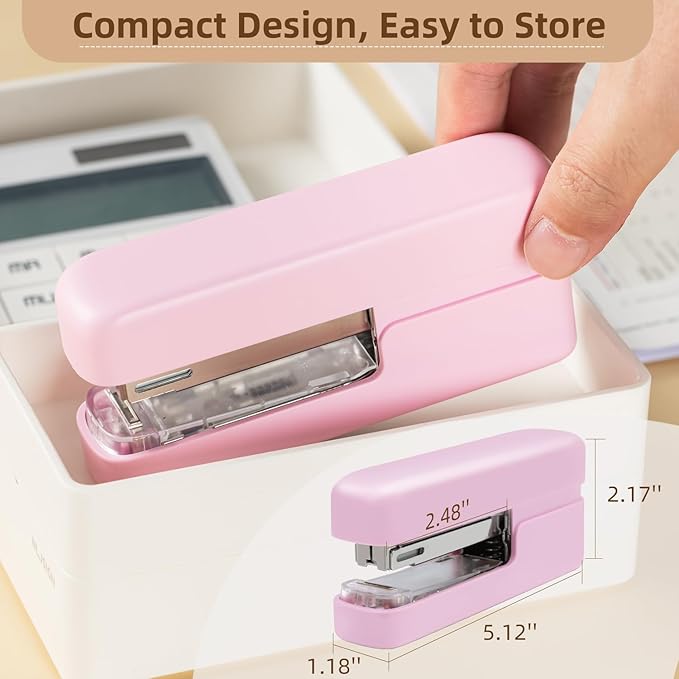 deli Stapler, Desktop Staplers with Integrated Staple Remover, 45 Sheet Capacity Office Stapler, 2 Pack, Pink