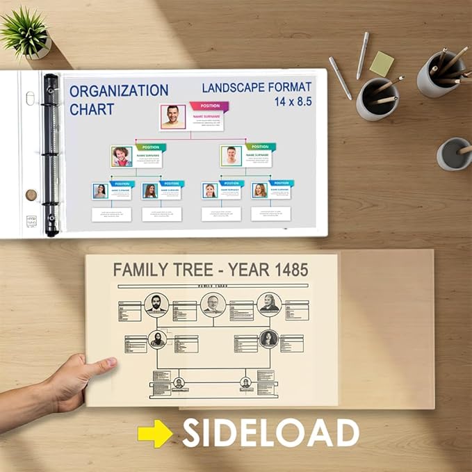 Landscape 14 x 8.5 Legal Size Sheet Protectors, Side Load, Extra Heavyweight, Glass Clear, 1 Pack (25 Sheets Total), Archival Safe by Keepfiling