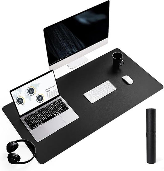 YSAGi Non-Slip Leather Desk Pad L Size, Waterproof Laptop Computer Desk Keyboard Mat, Table Protector Blotter Mat, Large Mouse Pad for Office/Work/Home/Decor(Black, 35.4" x 17")