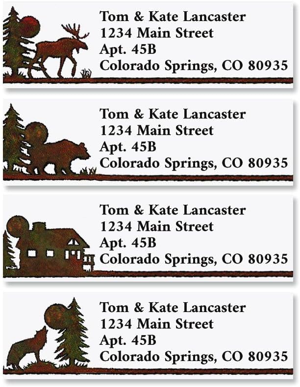 Country Lodge Small Return Address Labels (4 Designs) - Set of 240 2" x 5/8" Self-Adhesive, Flat-Sheet Labels