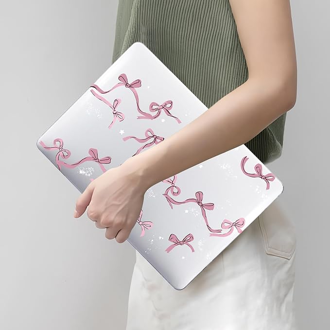 DTangLsm Compatible for 2025 MacBook Air 13 inch Case 2024 2023 2022 M4 M3 M2 A3240 A3113 A2681 with Touch ID, Clear Slim Plastic Hard Shell Case&Keyboard Skin for MacBook Air 13.6 M2 Cover,Pink Bows