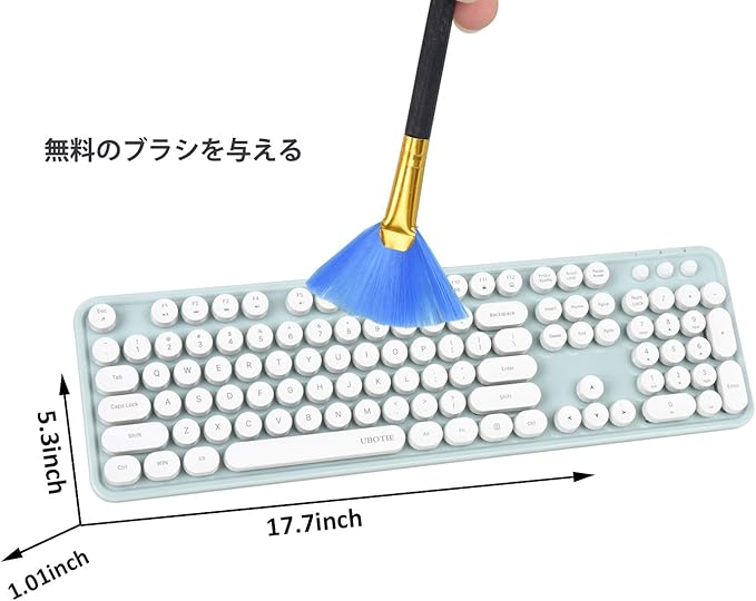 UBOTIE Colorful Computer Wireless Keyboard Mouse Combos, Typewriter Flexible Keys Office Full-Sized Keyboard, 2.4GHz Dropout-Free Connection and Optical Mouse (Green-White)