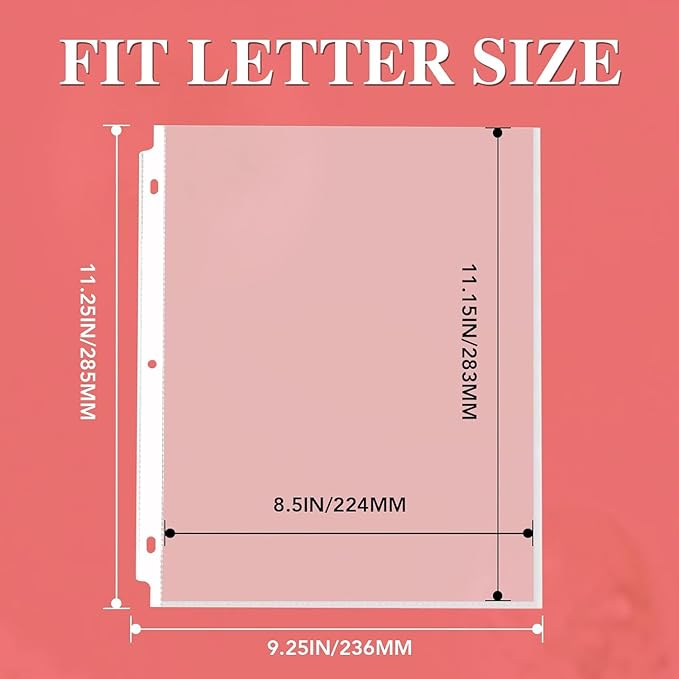 160 Pack Sheet Protectors 8.5 x 11 inch Clear Page Protectors for 3 Ring Binder, Plastic Sleeves for Papers, Document