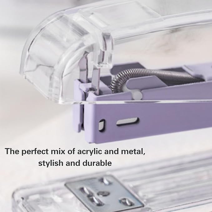 Purple Office Desk Organizers,Purple 13PCS Office Supplies and Accessories Desk organizer, Acrylic Stapler, Staple Remover, Clips, Scissor, Phone Holder, Pen, Pen Holder, Tape Dispenser