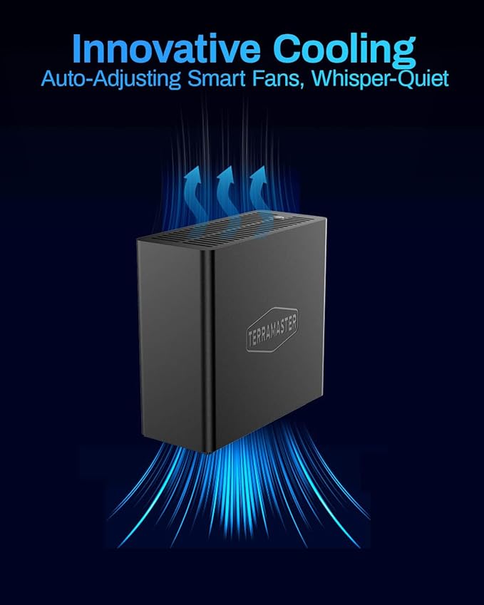 TERRAMASTER D4 SSD NVMe Enclosure - 40Gbps 4Bay, USB Storage Type-C Supports 4xM.2 NVMe 2280 SSDs, Compatible with USB 4/3.2/3.1/3.0, Thunderbolt 5/4/3, Mobile App for Data Backup Included (Diskless)