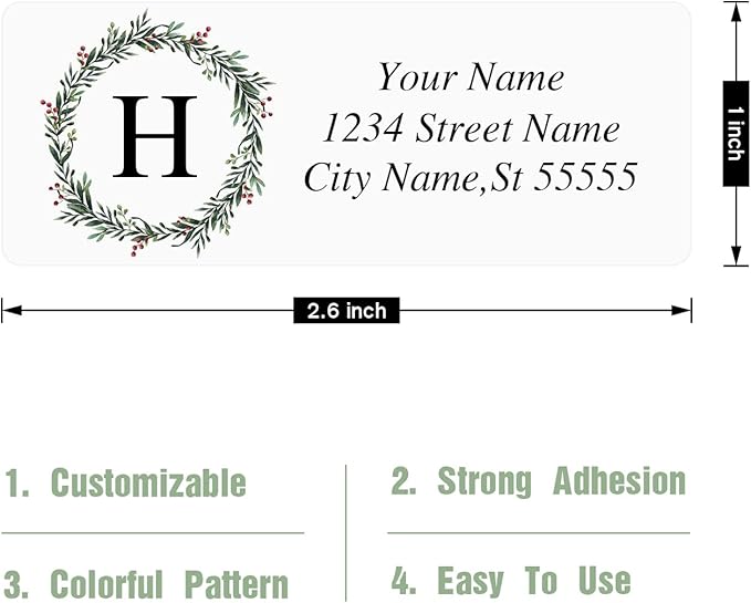 Return Address Labels - Personalized Labels, Custom with Strong Adhesion, Can Be Used for Box, Paper, Plastic, Glass, Metal (2.6x1 Inch)
