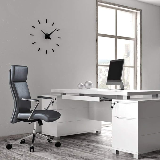 ZURI Draper Leather Executive Chair with Aluminum Frame- Dark Grey