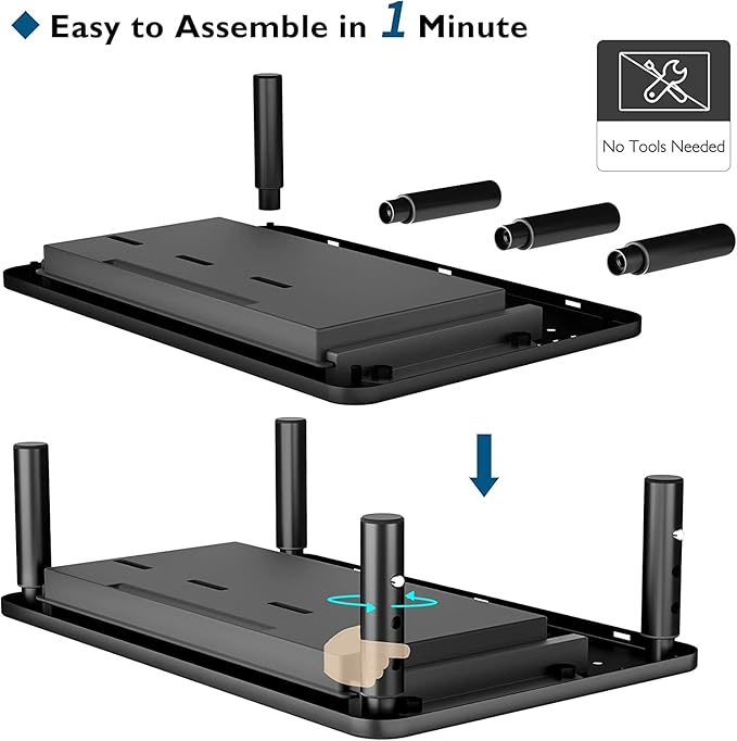 BONTEC 2 Pack Adjustable Monitor Stand Riser with Drawer, Ergonomic Mesh Platform for Laptop, PC, iMac, Printer, Supports up to 44 lbs/20kg with Cable Management Included