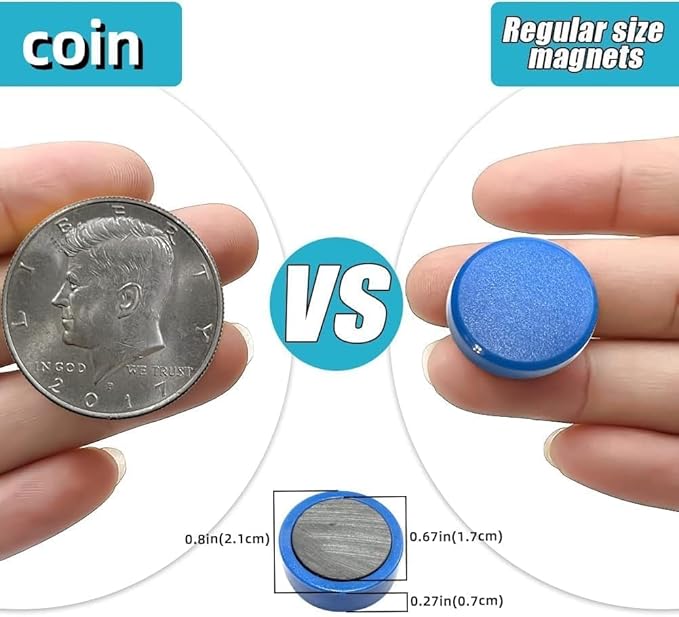 Qualsen Fridge Magnets, 20pcs Refrigerator Magnets, Small Magnet for Whiteboard, Mini Cute Magnet for Fridge, Locker, White Board, Kitchen, Office, Classroom (10 Colors)