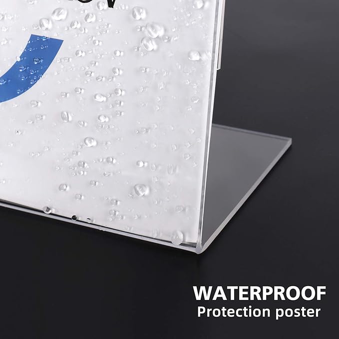 T-SIGN Acrylic Sign Holder 8.5 x 11 Inches, Slant Back Clear Table Top Display Plastic Stand, Double Sided, Display Stand, Acrylic Frame for Store, Homes, Restaurants, Offices - Vertical (Pack of 12)