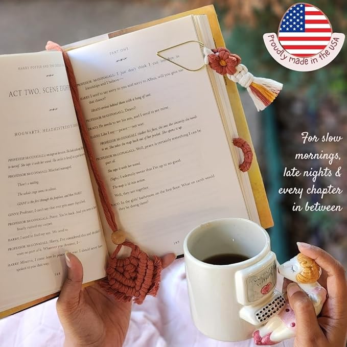 Set of 3 Whimsical Bookmark | Book tabs Classroom Must Haves Crochet Flower Bookmark Paper Clips Bullet Journal Tassels for Bookmarks Cute Things Teacher Must Haves