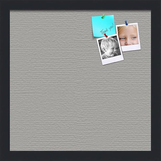 PinPix 14x14 Inch Cork Bulletin Board. This Decorative Framed Pin Board Comes with Dark Stone Design and a Satin Black Frame. Ideal for Home Office Decor or Message Board (PinPix-1808)