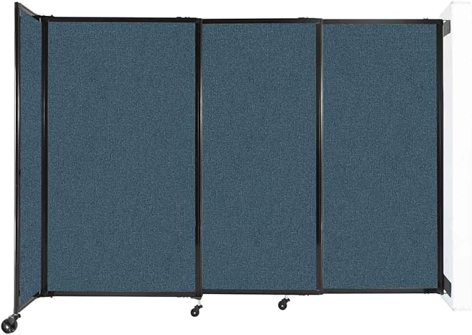 Wall-Mounted Sliding StraightWall Room Divider | Adjustable Widths | Locking Wheels | Room Separator | Up to 7'2" Wide x 5' Tall Caribbean Fabric Panels
