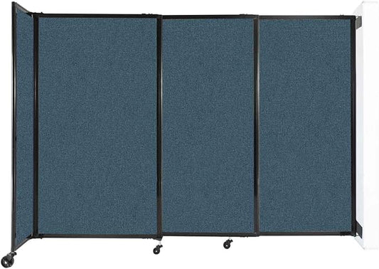 Wall-Mounted Sliding StraightWall Room Divider | Adjustable Widths | Locking Wheels | Room Separator | Up to 7'2" Wide x 5' Tall Caribbean Fabric Panels