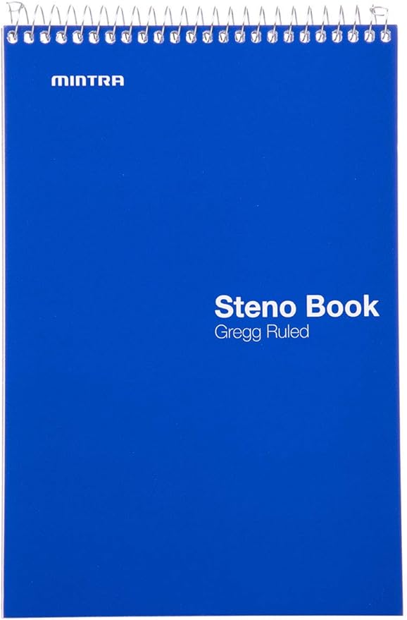 Mintra Office Steno Book - (Primary Colors, 4 Pads/Pack, Gregg Ruled) - 6inx9in, 70 Sheets, Notebook for writing notes in school, university, college, work, office