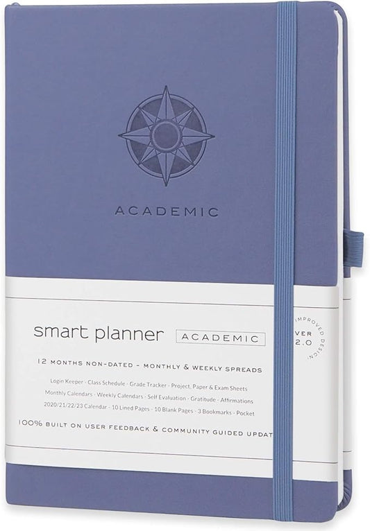 Smart Academic Planner - A5 Size 8.6 x 5.7 inches - Undated Daily Planner for School - Daily, Weekly, and Monthly Scheduling - Student Planner for Maximizing Focus and Productivity (Lavender)